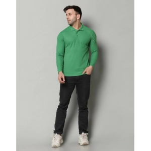 Generic Men's Casual Full Sleeve Solid Cotton Blended Polo Neck T-shirt (P.Green)