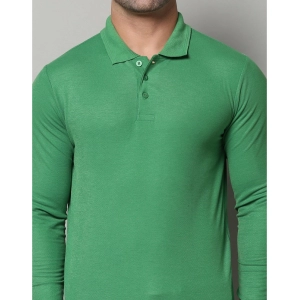 Generic Men's Casual Full Sleeve Solid Cotton Blended Polo Neck T-shirt (P.Green)