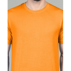 Generic Men's Casual Half Sleeve Solid Cotton Blended Round Neck T-shirt (Orange)