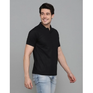 Generic Men's Casual Half Sleeve Solid Cotton Blended Polo Neck T-shirt (Black)