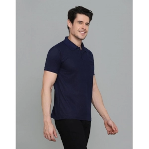 Generic Men's Casual Half Sleeve Solid Cotton Blended Polo Neck T-shirt (Navy Blue)