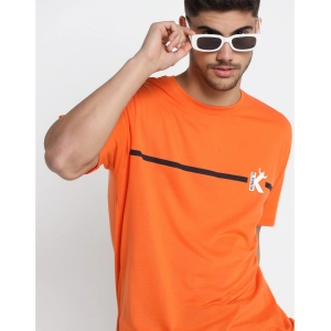 Generic Men's Casual Half Sleeve Printed Cotton Blended Round Neck T-shirt (Orange)
