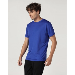 Generic Men's Casual Half Sleeve Solid Polyester Round Neck T-shirt (Royal)