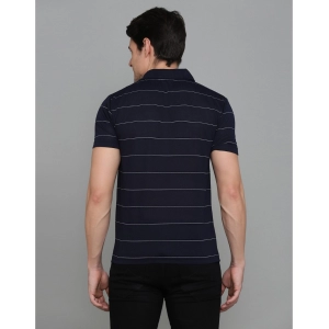 Generic Men's Casual Half Sleeve Striped Cotton Blended Polo Neck T-shirt (Navy)
