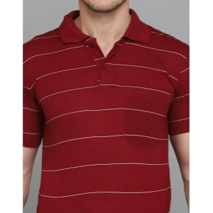 Generic Men's Casual Half Sleeve Striped Cotton Blended Polo Neck T-shirt (Maroon)