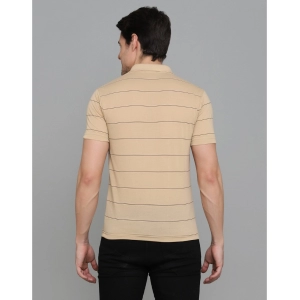 Generic Men's Casual Half Sleeve Striped Cotton Blended Polo Neck T-shirt (L.Beige)