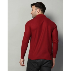 Generic Men's Casual Full Sleeve Solid Cotton Blended Polo Neck T-shirt (Maroon)