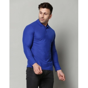 Generic Men's Casual Full Sleeve Solid Cotton Blended Polo Neck T-shirt (Royal)