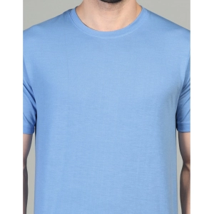 Generic Men's Casual Half Sleeve Solid Cotton Blended Round Neck T-shirt (Sky)