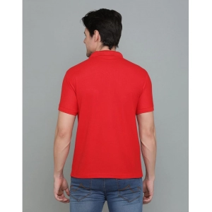 Generic Men's Casual Half Sleeve Solid Cotton Blended Polo Neck T-shirt (Red)