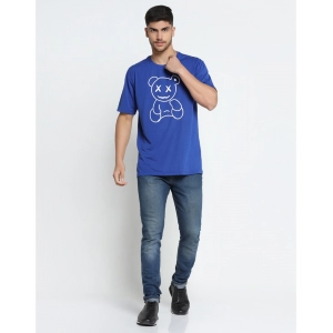 Generic Men's Casual Half Sleeve Printed Cotton Blended Round Neck T-shirt (Royal)