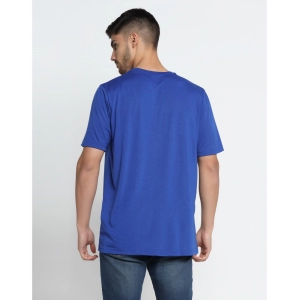 Generic Men's Casual Half Sleeve Printed Cotton Blended Round Neck T-shirt (Royal)