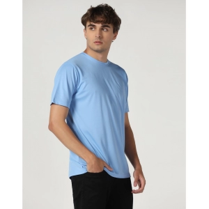 Generic Men's Casual Half Sleeve Solid Polyester Round Neck T-shirt (Sky)
