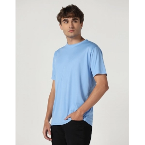 Generic Men's Casual Half Sleeve Solid Polyester Round Neck T-shirt (Sky)