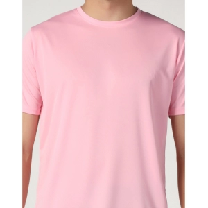 Generic Men's Casual Half Sleeve Solid Polyester Round Neck T-shirt (Pink)