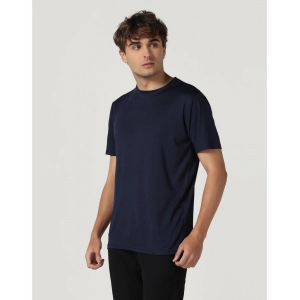 Generic Men's Casual Half Sleeve Solid Polyester Round Neck T-shirt (Navy)