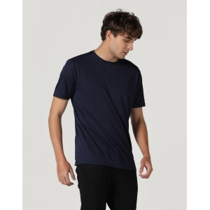 Generic Men's Casual Half Sleeve Solid Polyester Round Neck T-shirt (Navy)