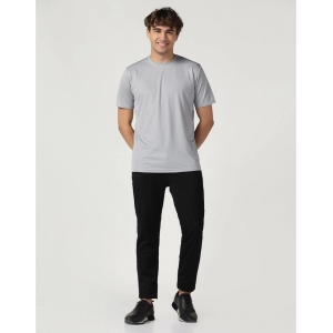 Generic Men's Casual Half Sleeve Solid Polyester Round Neck T-shirt (Lgrey)