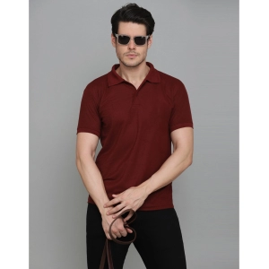 Generic Men's Casual Half Sleeve Solid Cotton Blended Polo Neck T-shirt (Maroon)