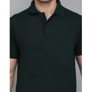 Generic Men's Casual Half Sleeve Solid Cotton Blended Polo Neck T-shirt (Green)