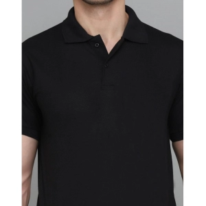 Generic Men's Casual Half Sleeve Solid Cotton Blended Polo Neck T-shirt (Black)