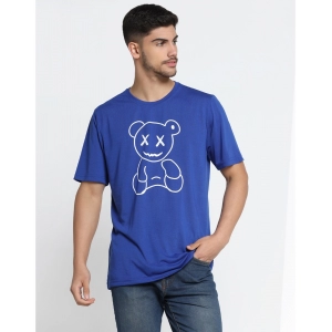Generic Men's Casual Half Sleeve Printed Cotton Blended Round Neck T-shirt (Royal)