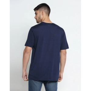 Generic Men's Casual Half Sleeve Printed Cotton Blended Round Neck T-shirt (Navy)