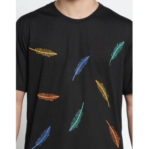 Generic Men's Casual Half Sleeve Printed Cotton Blended Round Neck T-shirt (Black)