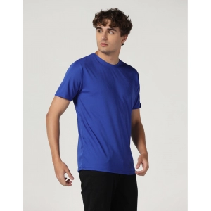 Generic Men's Casual Half Sleeve Solid Polyester Round Neck T-shirt (Royal)