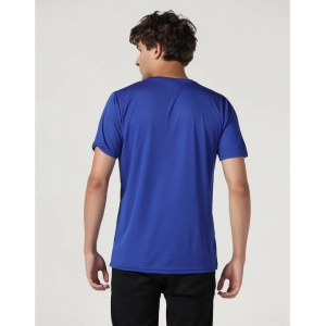Generic Men's Casual Half Sleeve Solid Polyester Round Neck T-shirt (Royal)