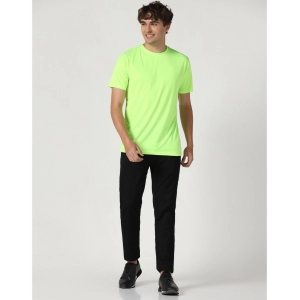 Generic Men's Casual Half Sleeve Solid Polyester Round Neck T-shirt (Neon)