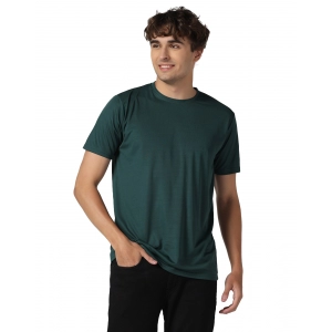 Generic Men's Casual Half Sleeve Solid Polyester Round Neck T-shirt (Green)