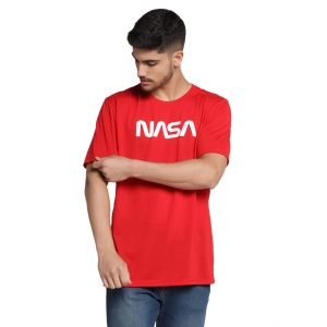 Generic Men's Casual Half Sleeve Printed Cotton Blended Round Neck T-shirt (Red)
