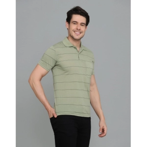 Generic Men's Casual Half Sleeve Striped Cotton Blended Polo Neck T-shirt (L.Green)