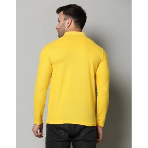 Generic Men's Casual Full Sleeve Solid Cotton Blended Polo Neck T-shirt (Yellow)