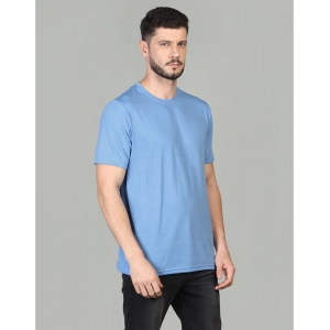 Generic Men's Casual Half Sleeve Solid Cotton Blended Round Neck T-shirt (Sky)
