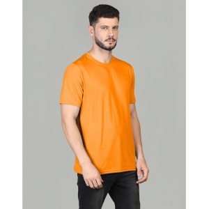 Generic Men's Casual Half Sleeve Solid Cotton Blended Round Neck T-shirt (Orange)