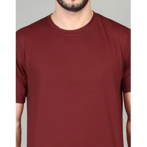 Generic Men's Casual Half Sleeve Solid Cotton Blended Round Neck T-shirt (Maroon)
