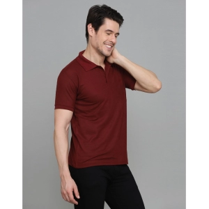 Generic Men's Casual Half Sleeve Solid Cotton Blended Polo Neck T-shirt (Maroon)