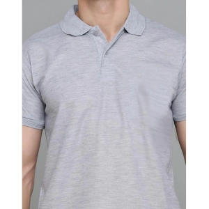 Generic Men's Casual Half Sleeve Solid Cotton Blended Polo Neck T-shirt (Grey)