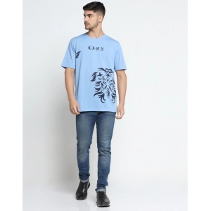 Generic Men's Casual Half Sleeve Printed Cotton Blended Round Neck T-shirt (Sky)