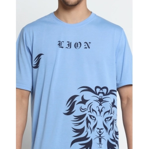 Generic Men's Casual Half Sleeve Printed Cotton Blended Round Neck T-shirt (Sky)