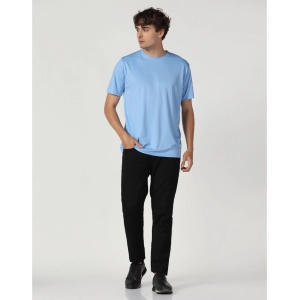 Generic Men's Casual Half Sleeve Solid Polyester Round Neck T-shirt (Sky)