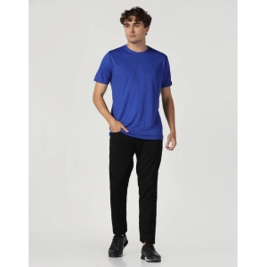 Generic Men's Casual Half Sleeve Solid Polyester Round Neck T-shirt (Royal)