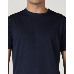 Generic Men's Casual Half Sleeve Solid Polyester Round Neck T-shirt (Navy)