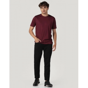 Generic Men's Casual Half Sleeve Solid Polyester Round Neck T-shirt (Maron)