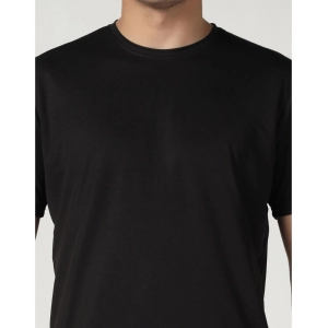 Generic Men's Casual Half Sleeve Solid Polyester Round Neck T-shirt (Black)