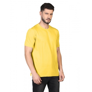 Generic Men's Casual Half Sleeve Solid Cotton Blended Round Neck T-shirt (Yellow)
