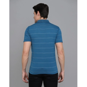 Generic Men's Casual Half Sleeve Striped Cotton Blended Polo Neck T-shirt (Teel Blue)
