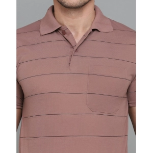 Generic Men's Casual Half Sleeve Striped Cotton Blended Polo Neck T-shirt (Pink)